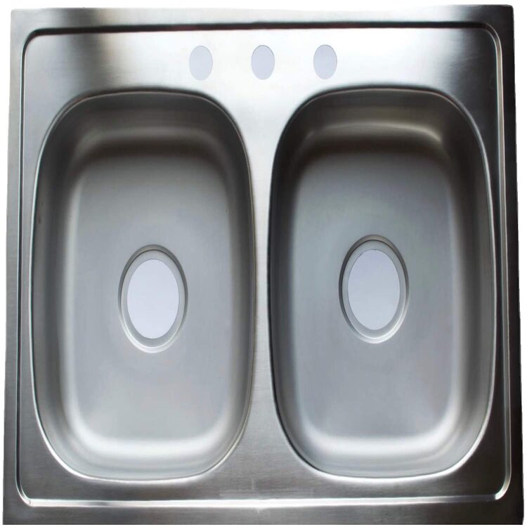 Miber Fregadero de Doble Tarja 100% Acero Inoxidable 84X56X15 CM, Doble Tarja Empotrable