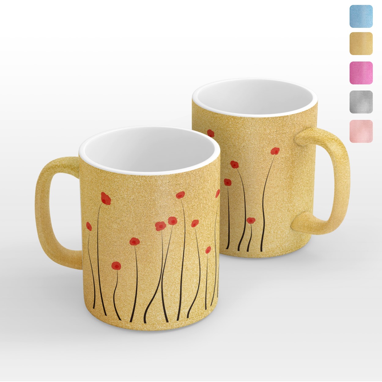 TAZA PERSONALIZADA CAMPO DE FLORES MODELO GLITTER