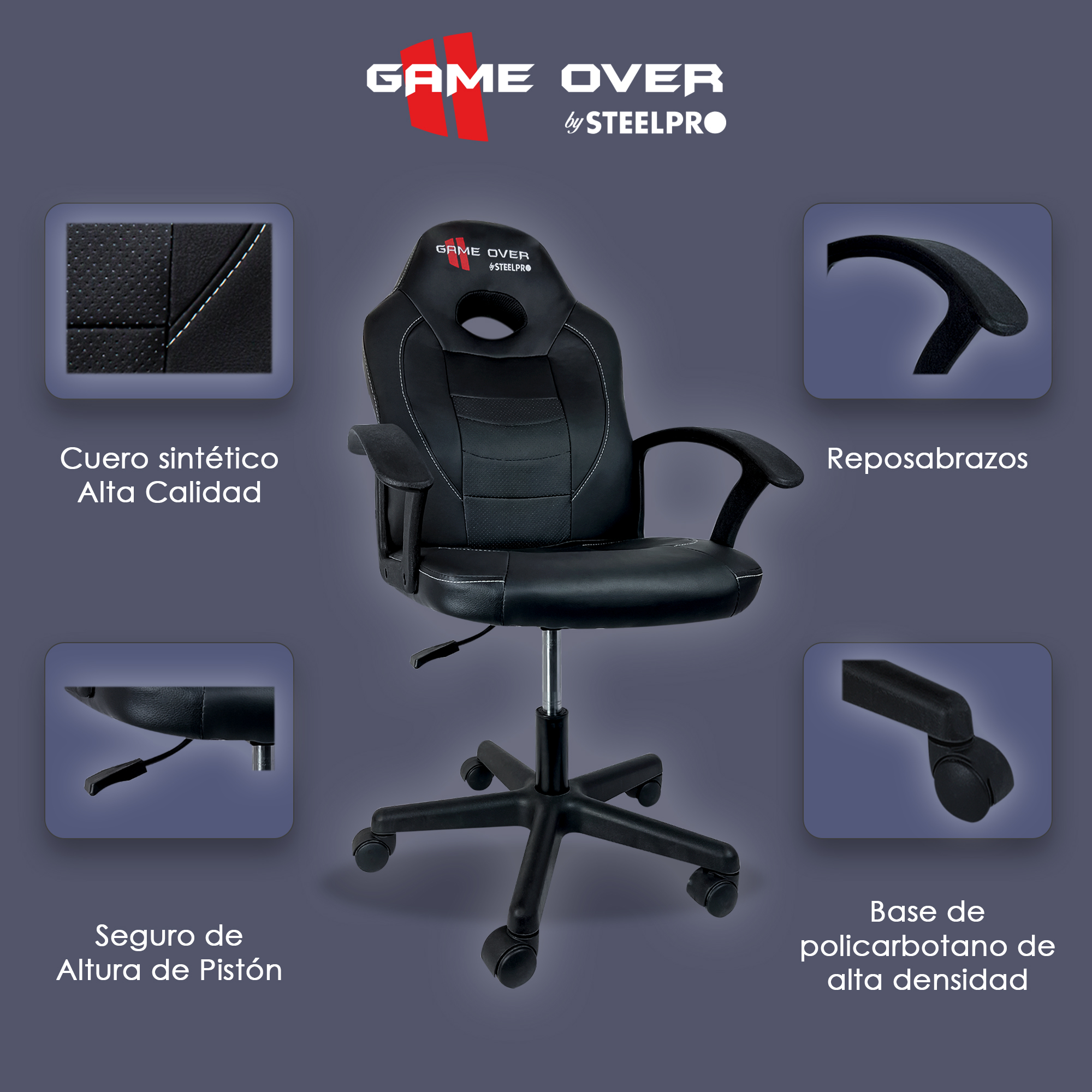 Silla Gamer Ergonomica Ajustable Game Over By Steelpro