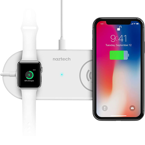 Cargador Inalámbrico Duo Pad Qi Naztech Universal Fast Charg Blanco