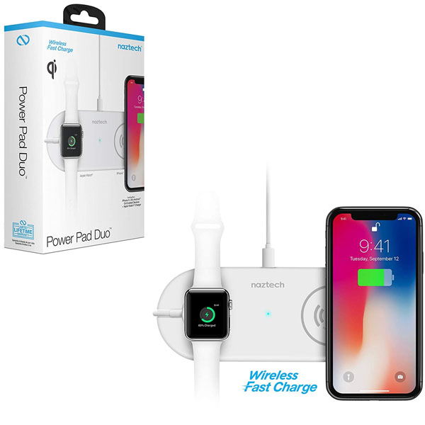 Cargador Inalámbrico Duo Pad Qi Naztech Universal Fast Charg Blanco