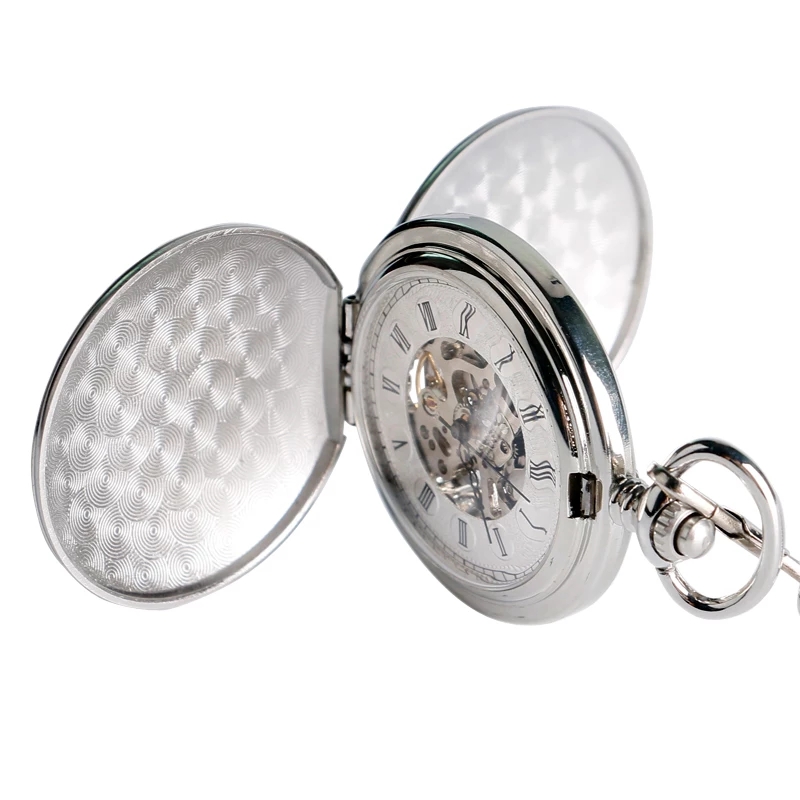 Reloj de bolsillo analogico mecanico a cuerda 3106 maquinaria a la vista doble tapa