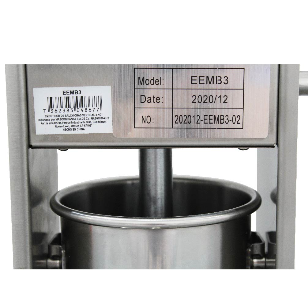 Embutidora Manual 3L Acero Inoxidable 