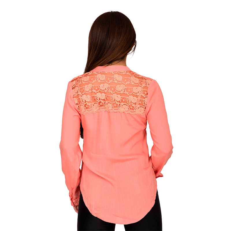 Camisa Moda Mujer Asimétrica Malla Bolsas Manga Larga V-k121