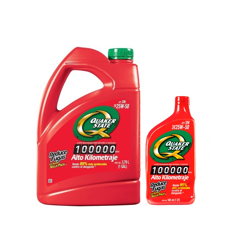 Aceite Quaker State 25W-50 Alto Kilometraje 6 Litros