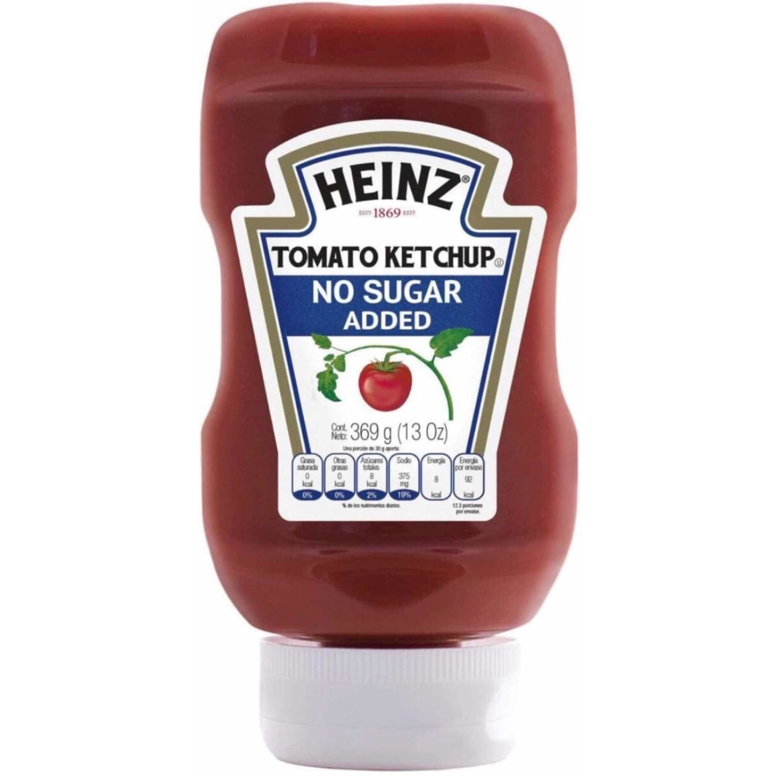 Salsa De Tomate Heinz Ketchup Sin Azúcar 369 Gr