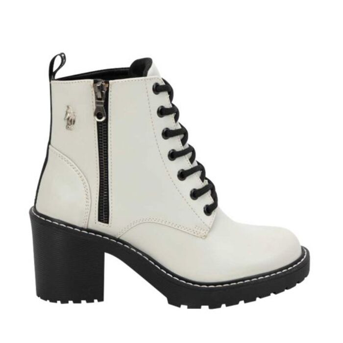 Bota para mujer, estilo militar, marca HPC Polo, color blanca 1010619