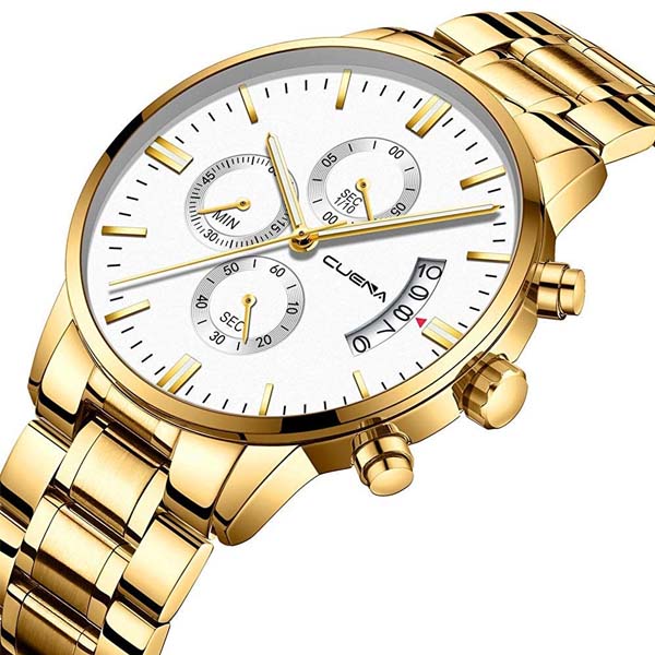 Reloj Cuena Hombre, Eslabones Metálicos, Ajustable, Broche de Presión 