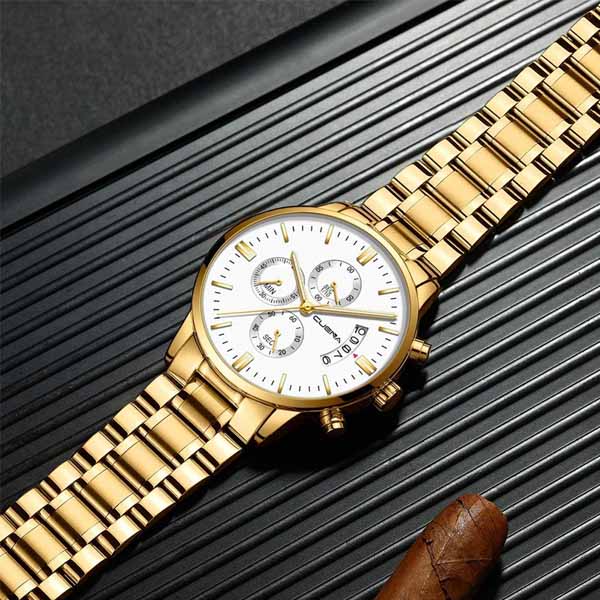 Reloj Cuena Hombre, Eslabones Metálicos, Ajustable, Broche de Presión 