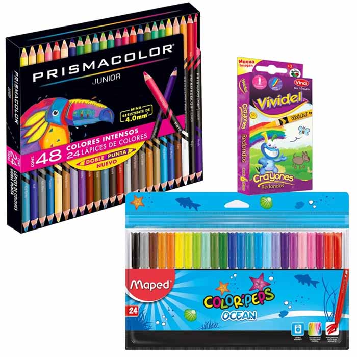 Regalo + Caja Con 48 Colores Prismacolor + Caja Crayolas + 24 Plumones Maped