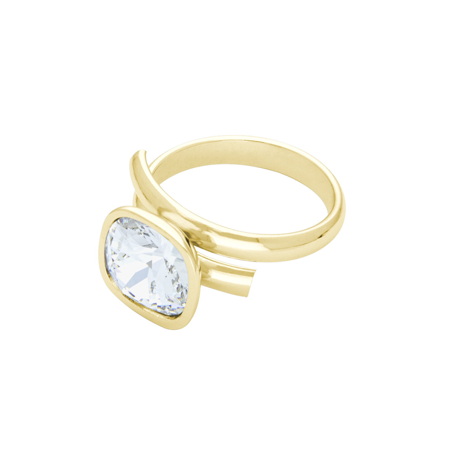 Anillo para Mujer con Cristal Fino Europeo en forma de Cuadro, Bañado en Oro 14k, Anillo Elegante y Brillante, Aretes de Mujer de Moda, Joyería para Mujer de Moda, Regalo especial