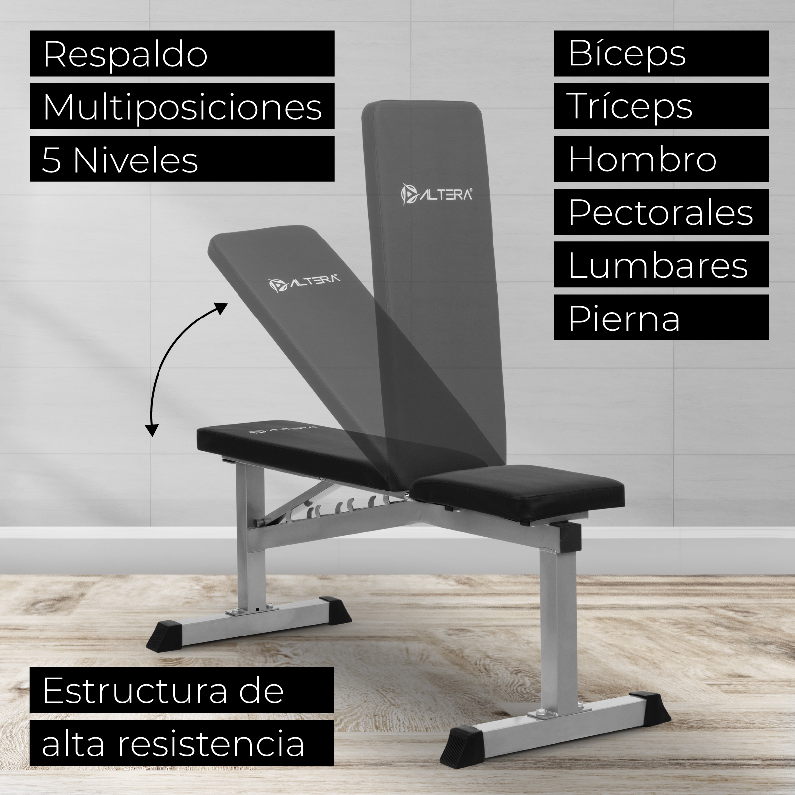 Banco para Ejercicio 5 Posiciones inclinacion Fitness