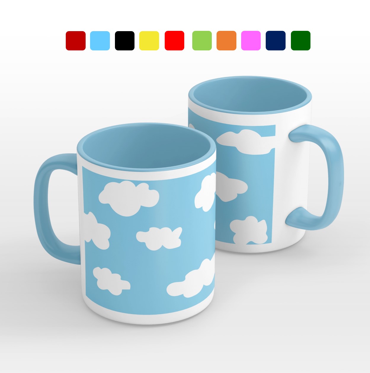 TAZA PERSONALIZADA NUBES MODELO INTERIOR Y ASA DE COLOR