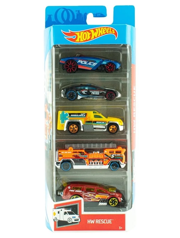 Hot Wheels Pack 5 Automoviles Mattel