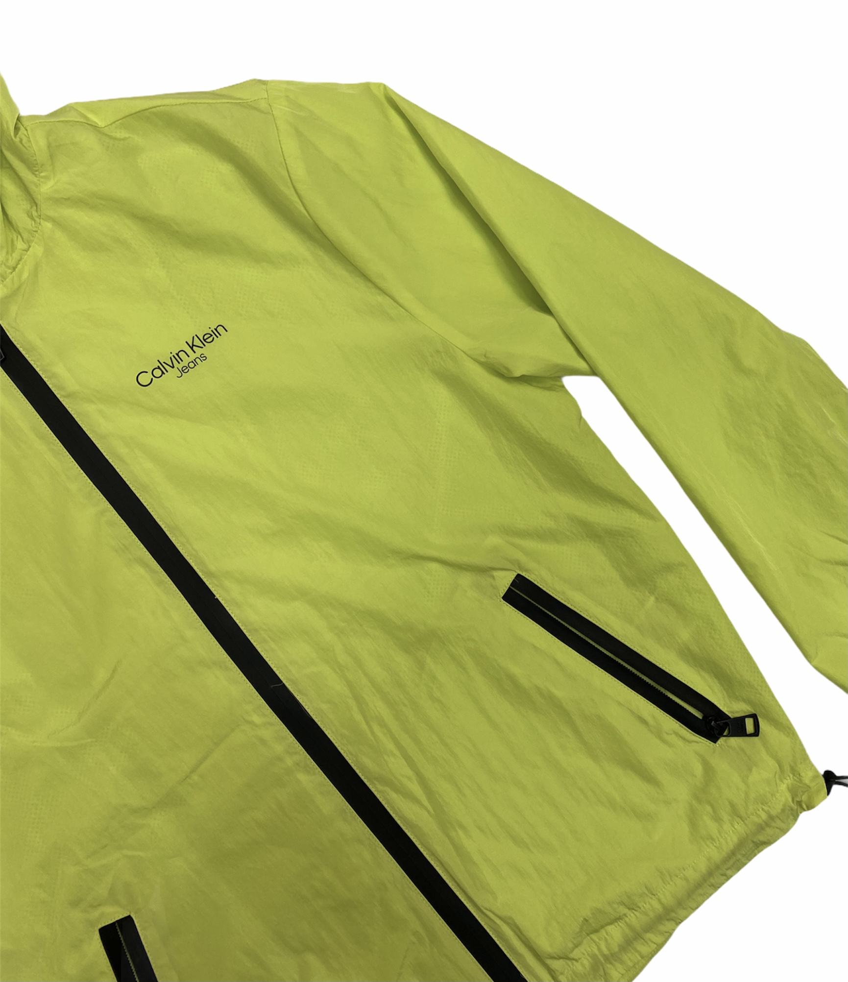 Chamarra Calvin Klein Rompevientos Color Amarillo Fosforescente Unisex 