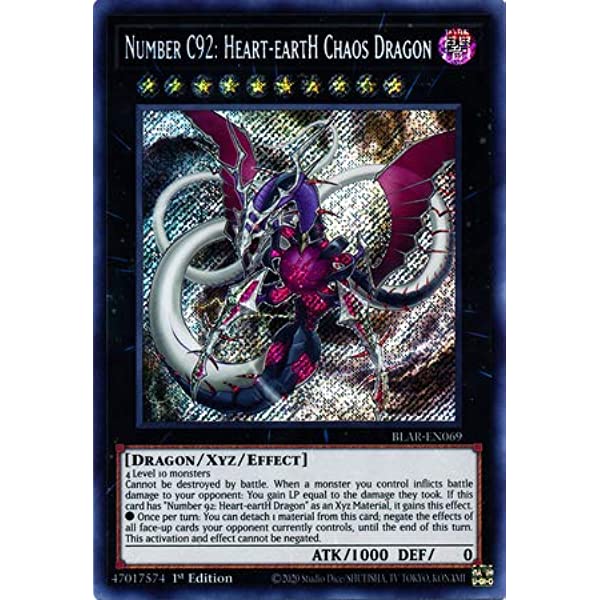 Yugioh Number C92: Heart-EartH Chaos Dragon Secret Rare BLAR-EN069 1st Edition - KONAMI