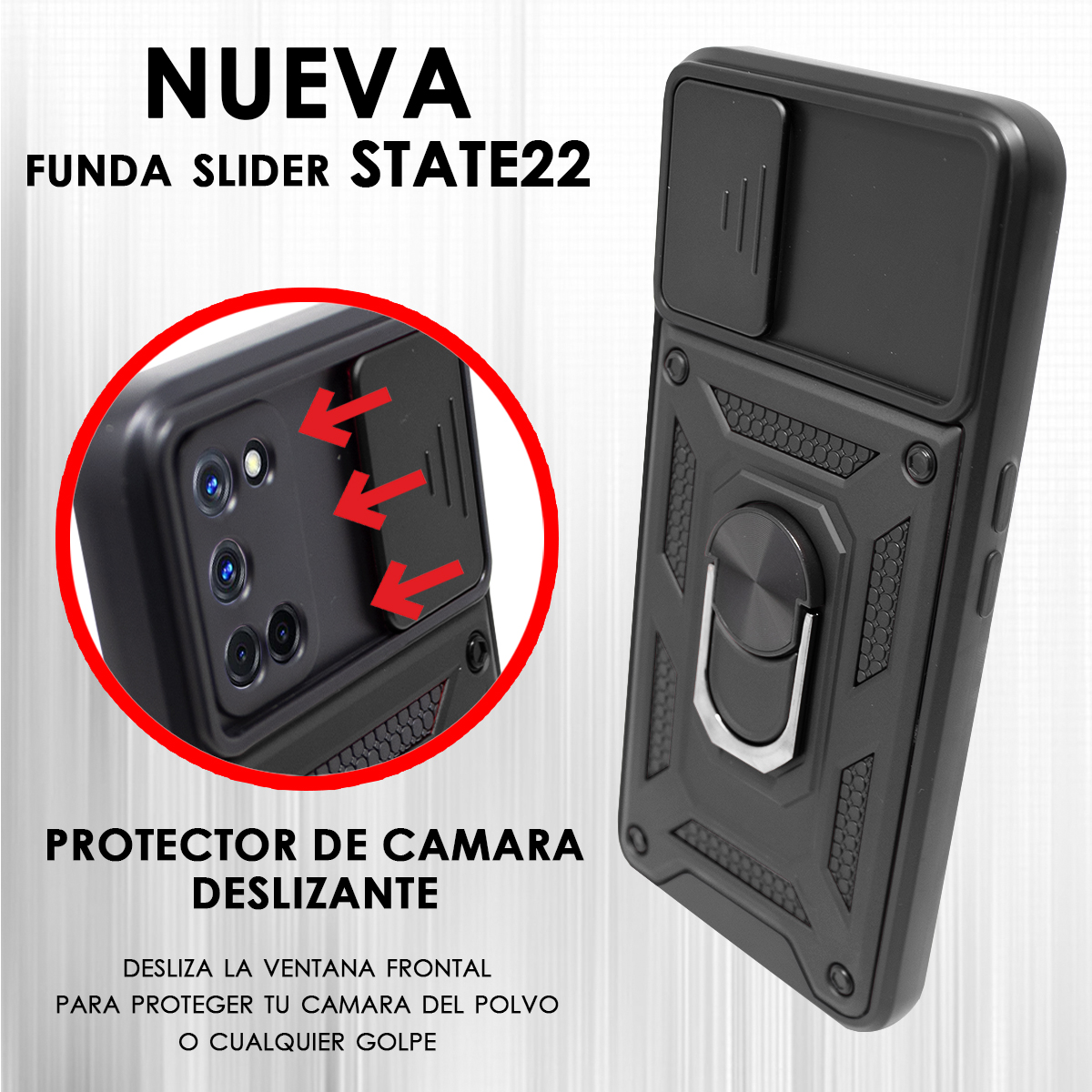 Funda Slider Para Oppo A72 / A52 / A92 Incluye Cristal 5D State22