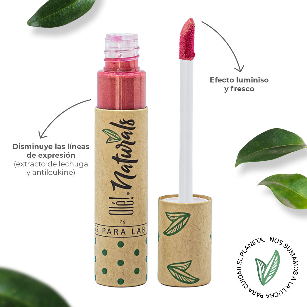 Lip Gloss Extra Brillo Para Labios Olé! Naturals, Color Natural