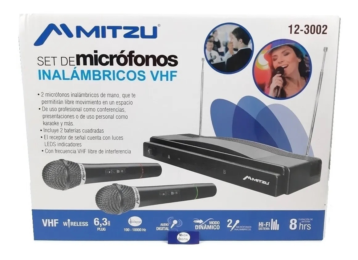 Microfonos Mitzu Digital Karaoke Display Alcance 50m 12-3002