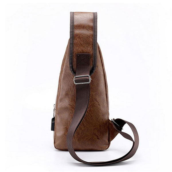 Zen Zen Mochila Para Hombre Mariconera Pechera Hombro Imitación Piel Con Puerto Usb Y Cable Incluido Para Carga De Dispositivos