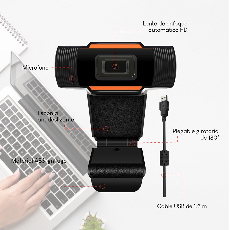 Cámara Web Full Hd USB Con Micrófono Webcam Para Computadora.