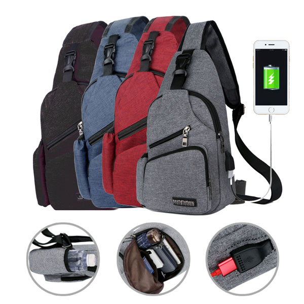 Zen Zen Mochila Para Hombre Mariconera Pechera Hombro Con Porta botella Puerto USB Y Cable Incluido Para Carga De Dispositivos