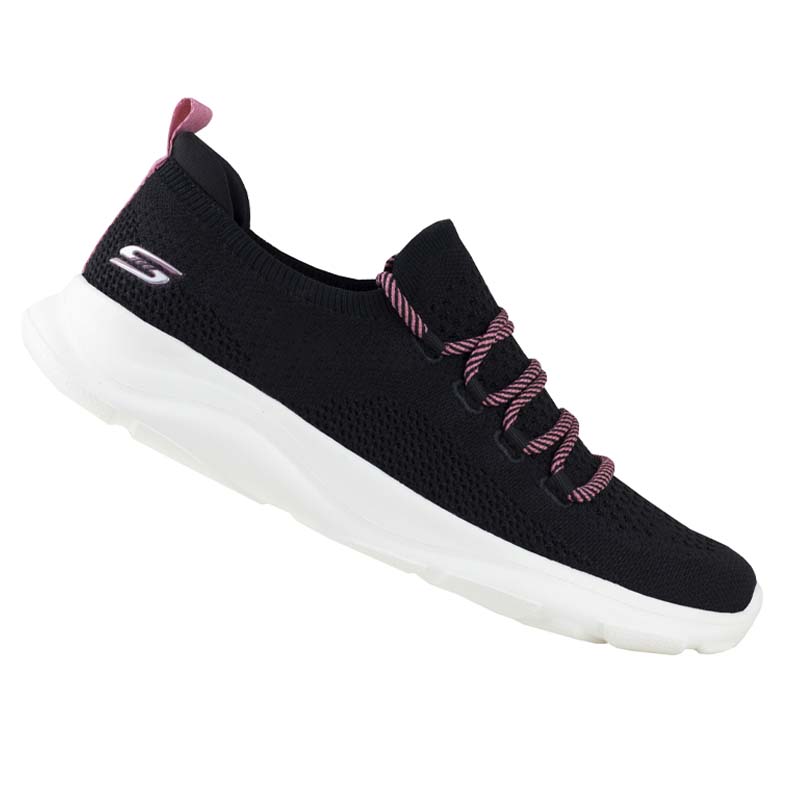 TENIS SKECHERS BOBS SPORT 117003 PARA DAMA NEGRO ROSA PLANTILLA MEMORY FOAM
