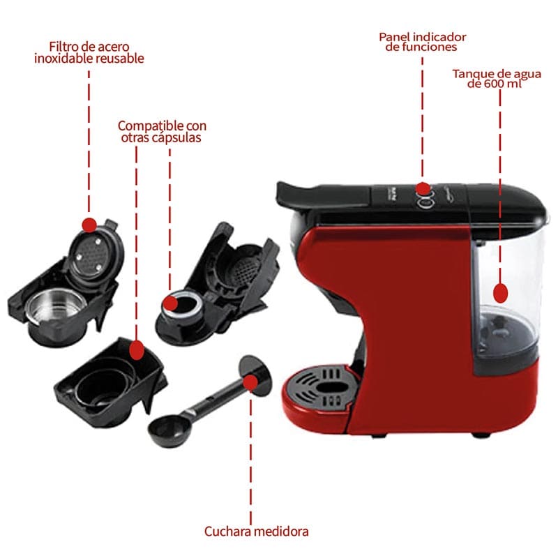 Cafetera Multi Pod de cápsulas Koblenz- Nespresso y Dolce Gusto WD-390S K2G