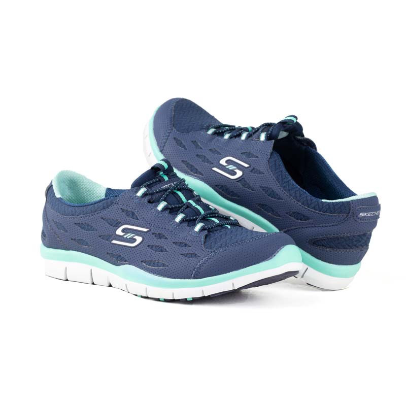TENIS SKECHERS FULL CIRCLE PARA DAMA MEMORY FOAM 22604 AZUL VERDE ORIGINAL