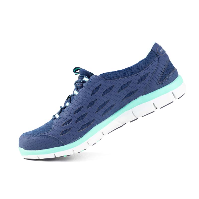 TENIS SKECHERS FULL CIRCLE PARA DAMA MEMORY FOAM 22604 AZUL VERDE ORIGINAL