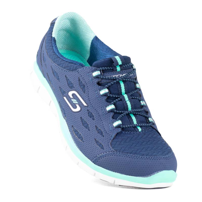 TENIS SKECHERS FULL CIRCLE PARA DAMA MEMORY FOAM 22604 AZUL VERDE ORIGINAL
