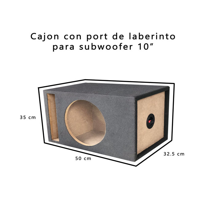 Cajon Subwoofer 10 Pulgadas Mdf Tapizado Port Laberinto