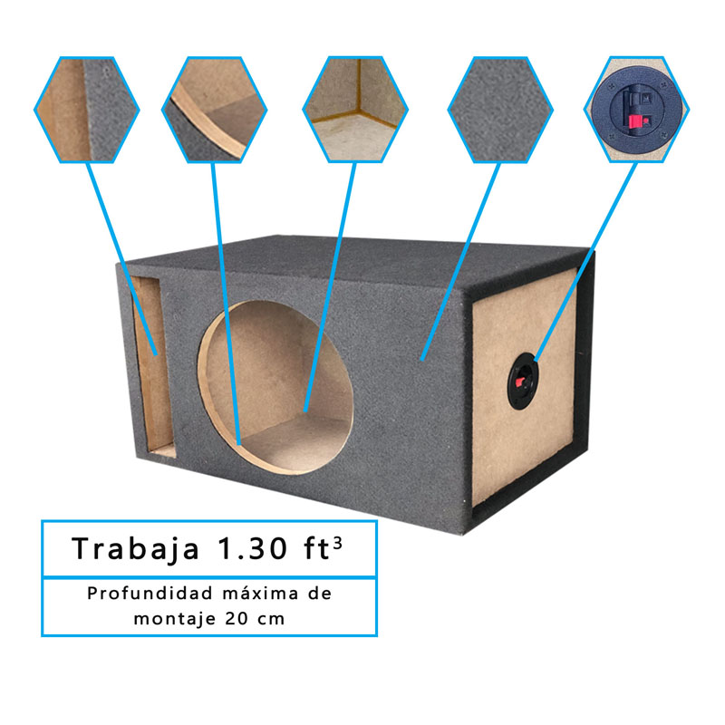 Cajon Subwoofer 10 Pulgadas Mdf Tapizado Port Laberinto