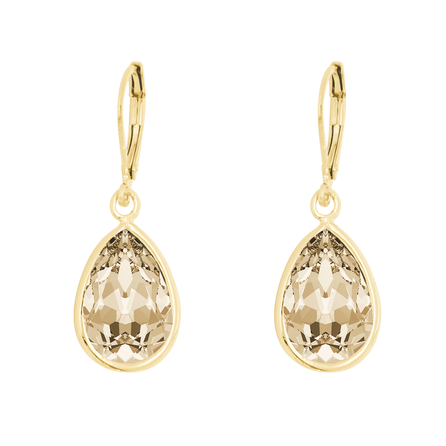 Arete para Mujer con Cristal Fino Europeo en forma de Gota, Bañado en Oro 14k, Arete Elegante y Brillante, Aretes de Mujer de Moda, Joyería para Mujer de Moda, Regalo especial