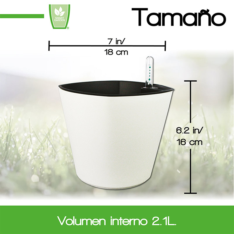 Smart Garden Kit 6X Maceta autorregable OC1816 Decorativa, Ovalada, Centro de Mesa - Chica, Moderna, Interior - Autorriego Inteligente - Plástico PP (18cm de diámetro x 16cm de Alto) (6, Blanco Mate)