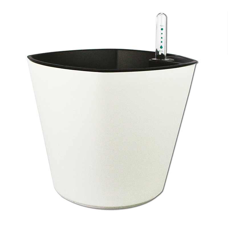Smart Garden Maceta autorregable OC1816 Decorativa ovalada, Centro de Mesa Chica, Moderna Autorriego inteligente Blanco Mate Plástico ABS anti UV (18cm de diámetro x 16cm de Alto)
