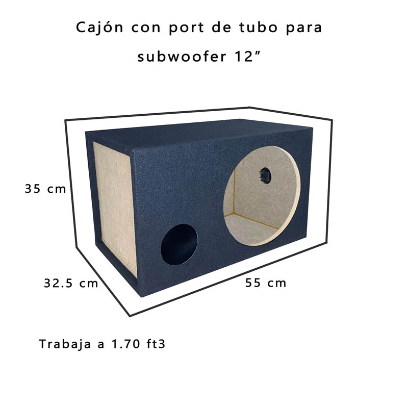 Cajón Subwoofer 12" Pulgadas Con Salida de Aire de Tubo