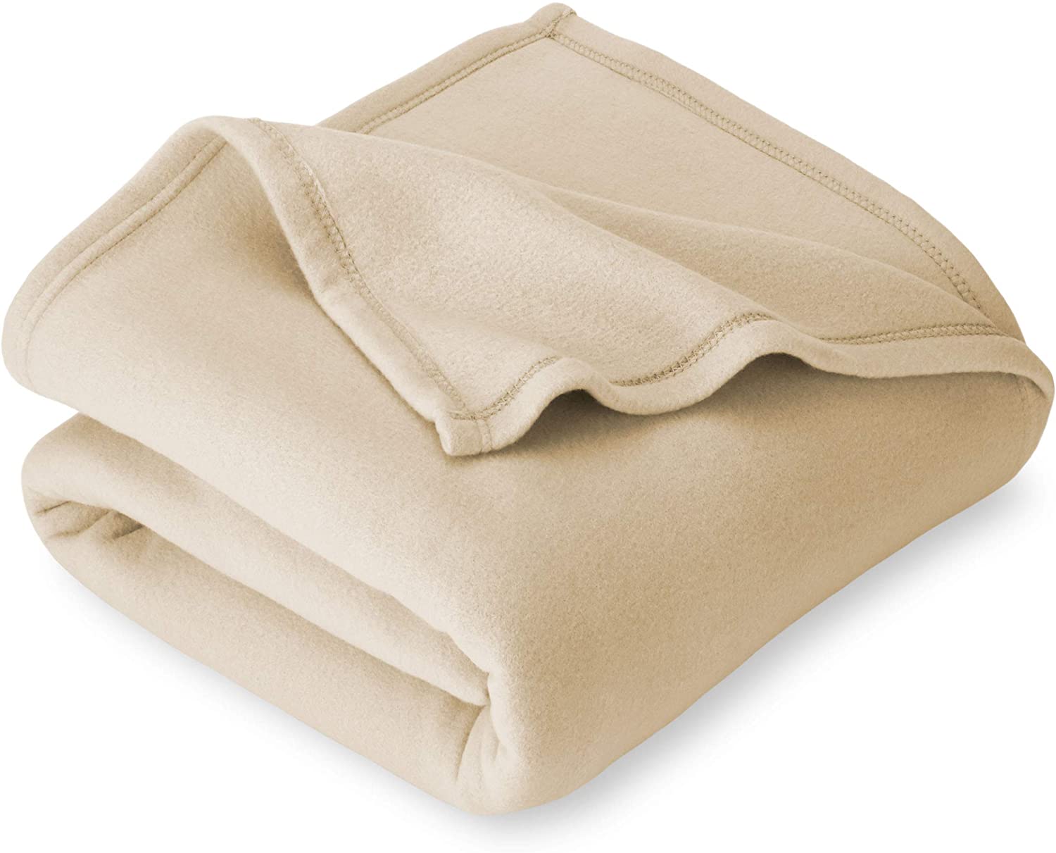 Cobertor Polar Fleece - Suave y Ligero para Recamara o Cuarto de Televisión - Color y Tamaño a Elegir (Beige, Matrimonial)