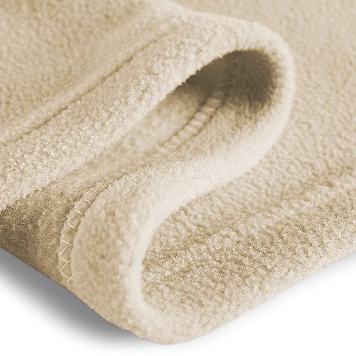 Cobertor Polar Fleece - Suave y Ligero para Recamara o Cuarto de Televisión - Color y Tamaño a Elegir (Beige, Matrimonial)