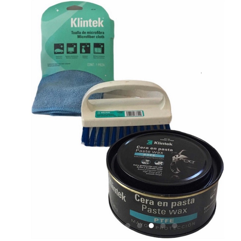 KIT CUIDADO LIMPIEZA DE CARRO AUTO INCLUYE 6 PRODUCTOS SHAMPOO-CERA EN PASTA-PARA PULIR -PROTECTOR DE VINIL