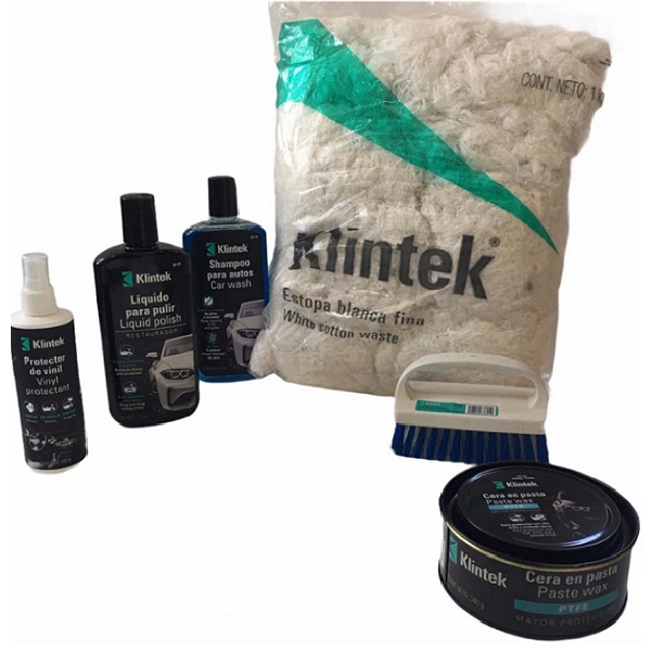 KIT DE LIMPIEZA CUIDADO DE AUTO CARRO INCLUYE 6 PRODUCTOS SHAMPOO-CERA EN PASTA -ESTOPA -PARA PULIR -VINIL 