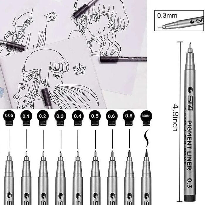 Estilografos Estilografo Estuche Arte Manga Sketch Técnico 9 puntas