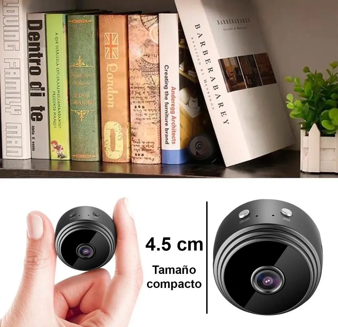 Mini cámara espía wifi 720p 2mp 4.5cm inalámbrica con visión nocturna alarmas app ip