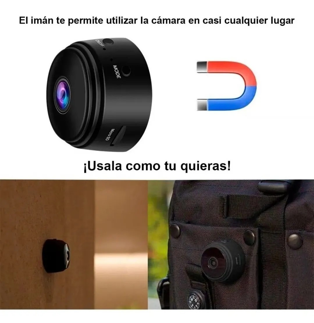 Mini cámara espía wifi 720p 2mp 4.5cm inalámbrica con visión nocturna alarmas app ip