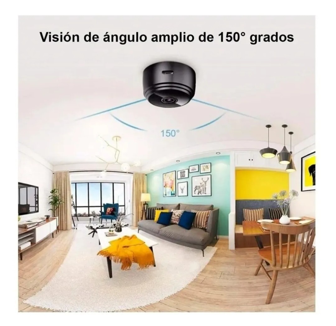 Mini cámara espía wifi 720p 2mp 4.5cm inalámbrica con visión nocturna alarmas app ip