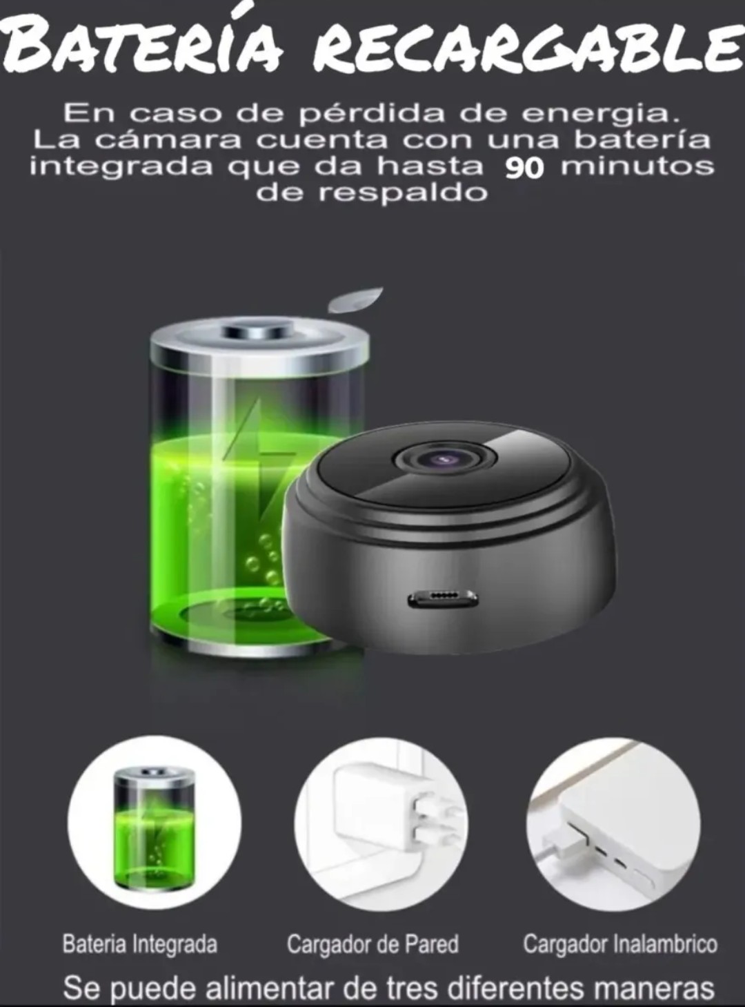 Mini cámara espía wifi 720p 2mp 4.5cm inalámbrica con visión nocturna alarmas app ip