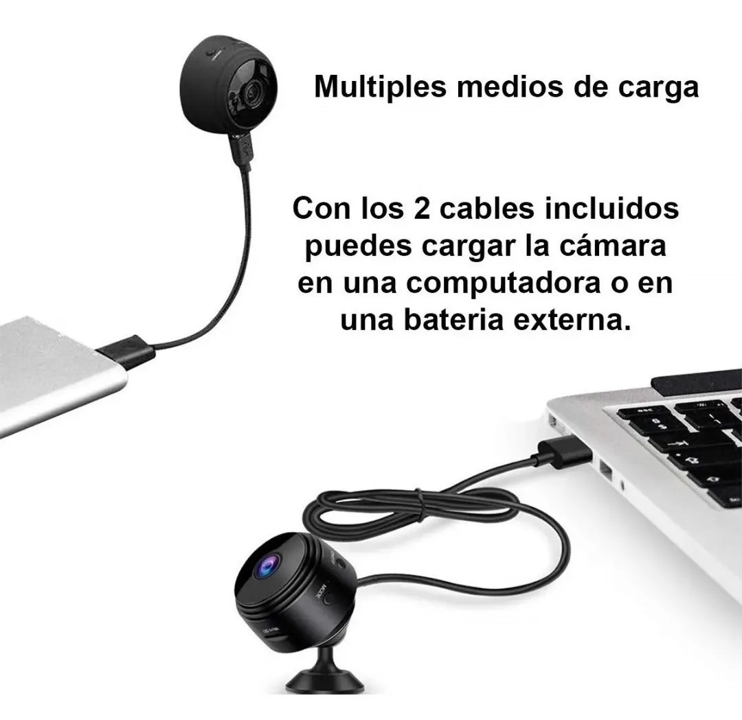 Mini cámara espía wifi 720p 2mp 4.5cm inalámbrica con visión nocturna alarmas app ip
