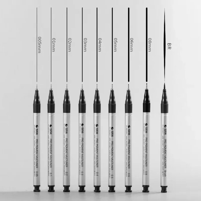 9 Estilógrafos Estilografos Recargables Recargable con diferentes tipos de punta grosor cada uno STA Anime Bocetos Manga Arquitectura