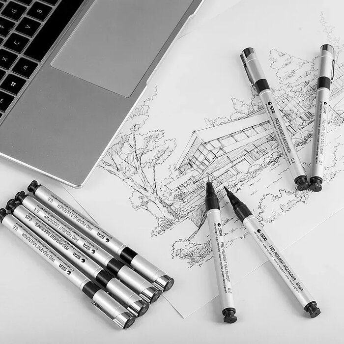 9 Estilógrafos Estilografos Recargables Recargable con diferentes tipos de punta grosor cada uno STA Anime Bocetos Manga Arquitectura