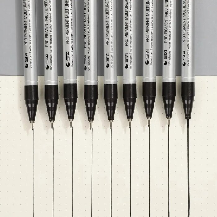 9 Estilógrafos Estilografos Recargables Recargable con diferentes tipos de punta grosor cada uno STA Anime Bocetos Manga Arquitectura